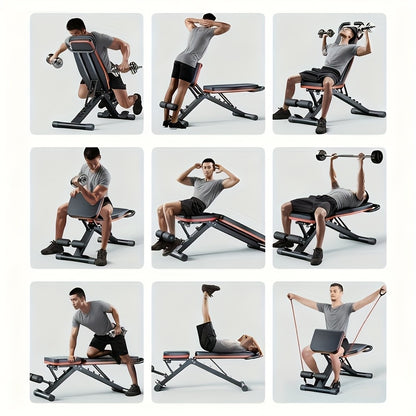 Man performing dumbbell press on GymWave home gym bench