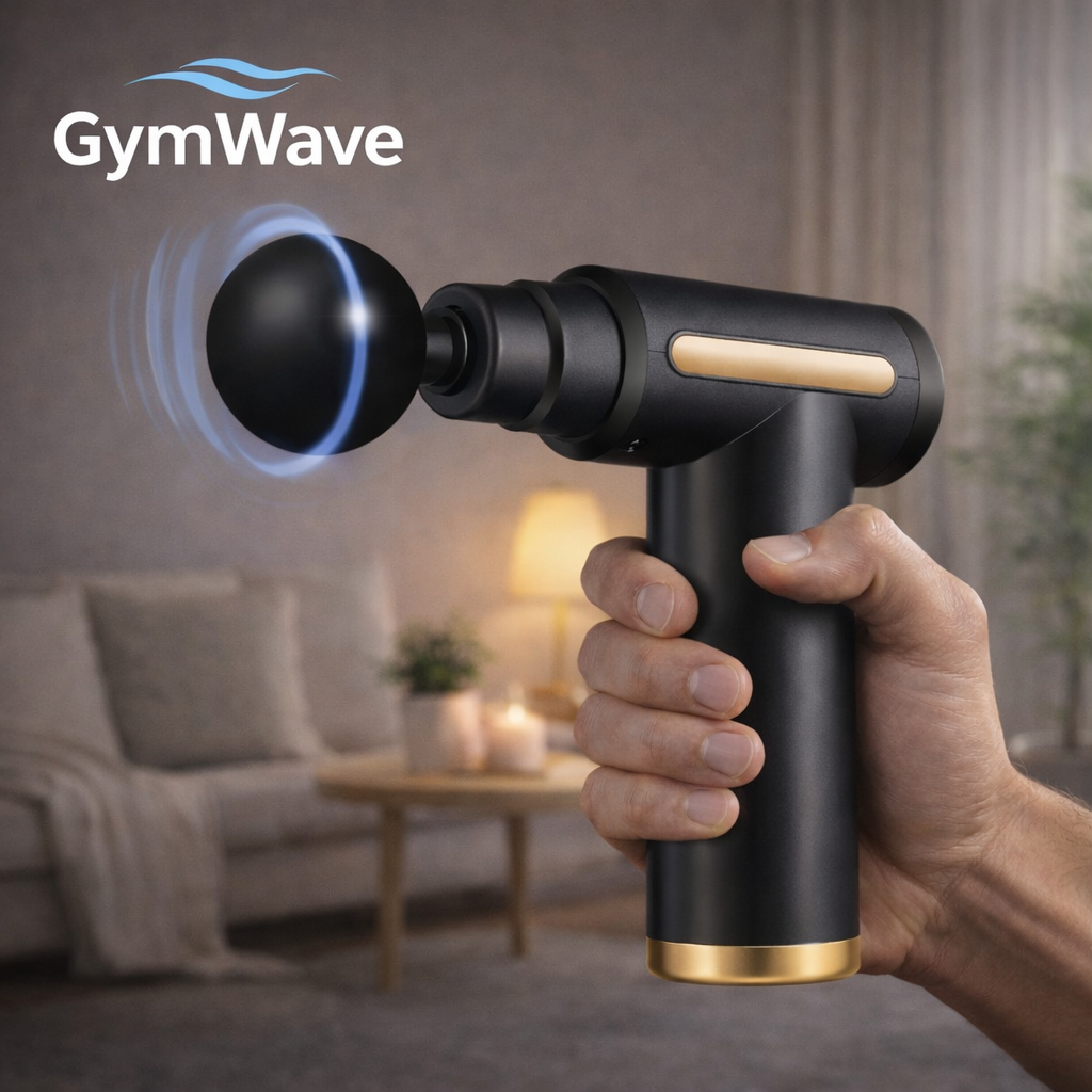 GymWave handheld massage gun for muscle recovery and pain relief at home
