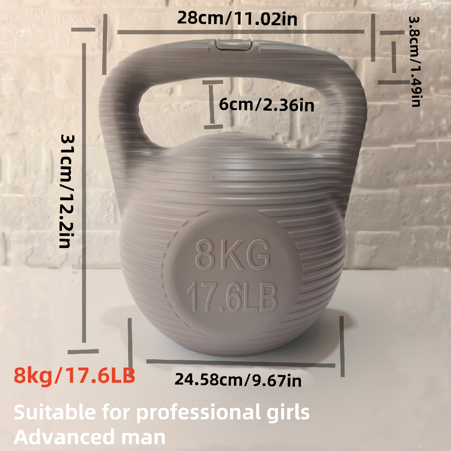 Measurments of kettlebell shown in a photo , a professional kettlebell for advanced training