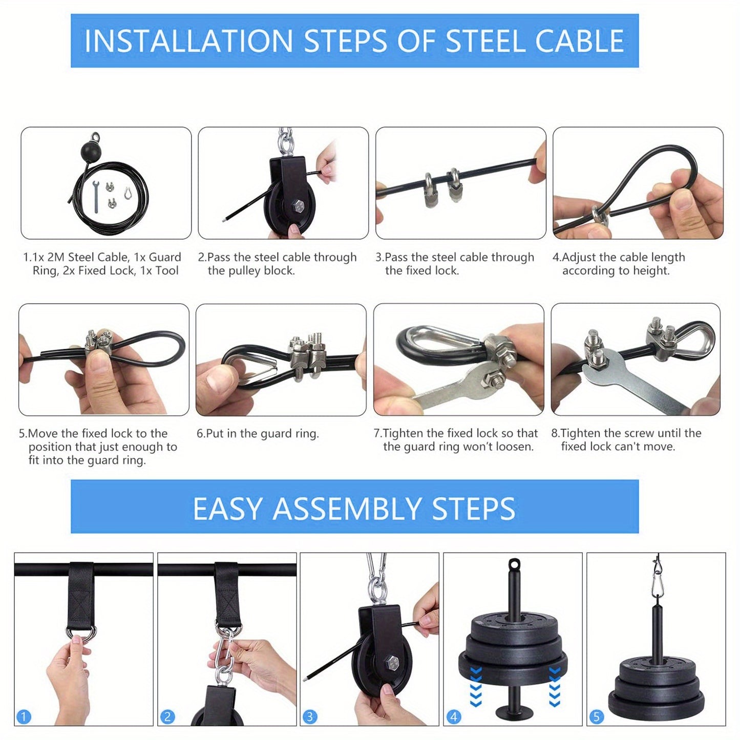 Installation of cable pulley system for strength training at home