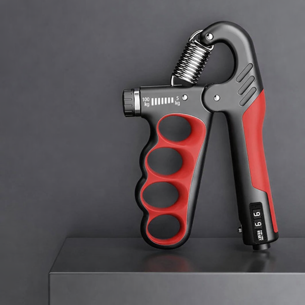 Red adjustable hand grip 5 to 100 kg for hand and forearm training