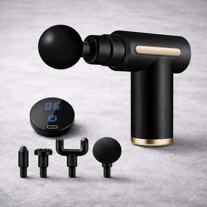 Handheld muscle massager in black for muscle recovery and relaxation