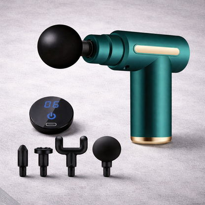 Handheld muscle massager in green for deep tissue relief