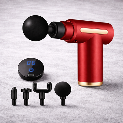 Handheld muscle massager in red for targeted massage therapy