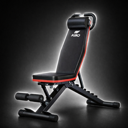 Heavy-duty adjustable gym bench with 500kg weight capacity designed for strength training, featuring a stable frame and multiple incline positions for bench press, dumbbell workouts, and full-body fitness exercises.