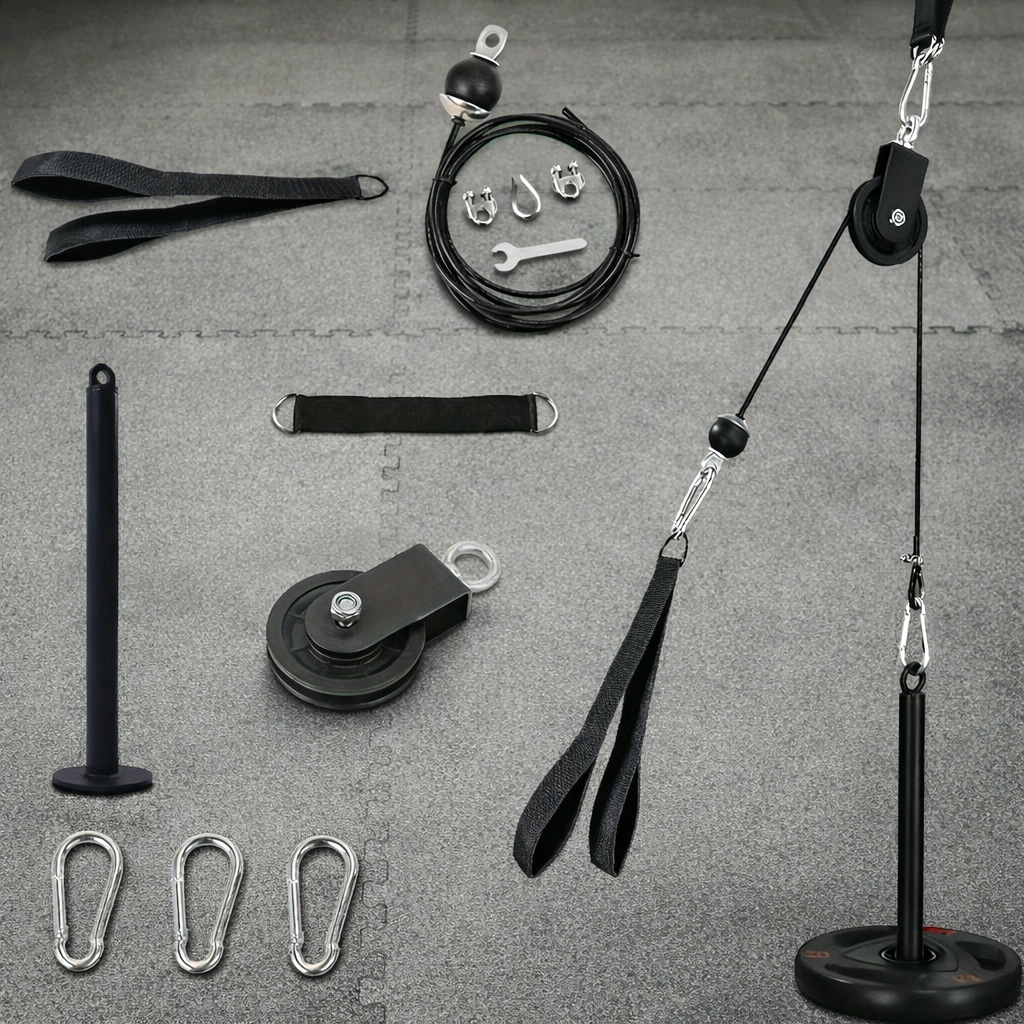 Home gym cable pulley system 7-piece basic set for strength training