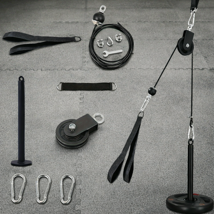 Home gym cable pulley system 7-piece basic set for strength training