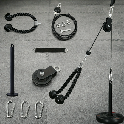 Home gym cable pulley system 7-piece upgrade set for full body workouts
