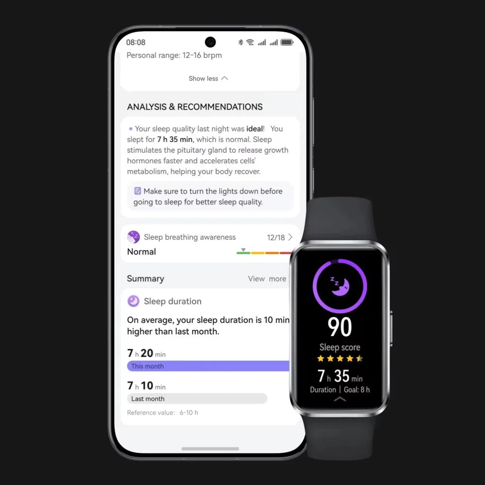 Analyse your sleep schedule and score with Huawei Band 10 smartwatch