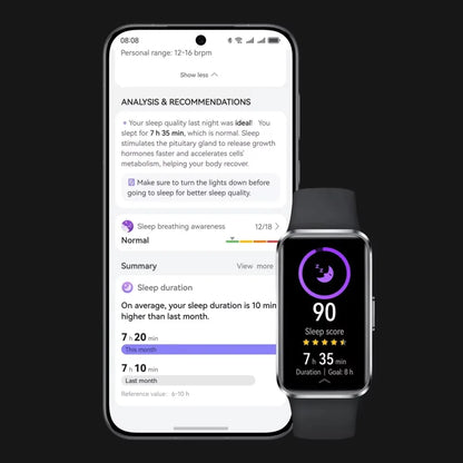 Analyse your sleep schedule and score with Huawei Band 10 smartwatch