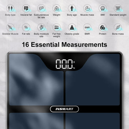 INSMART body fat scale paired with smartphone app for tracking body metrics