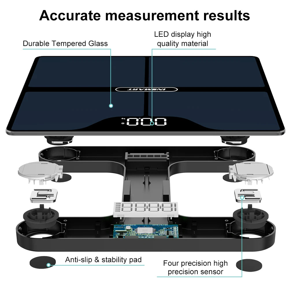 Sleek and modern INSMART body fat scale design on home floor