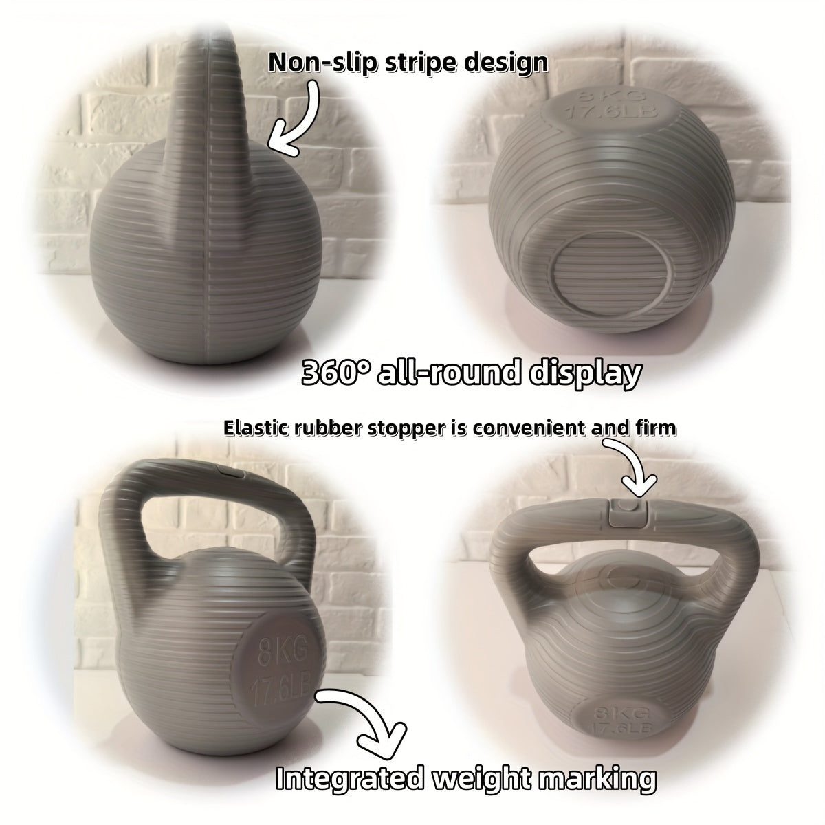 Non-slip kettlebell shown in every angle for a detailed view
