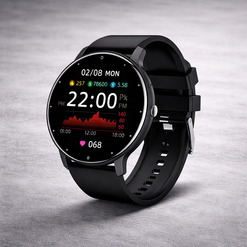 LIGE smartwatch black with health and activity features