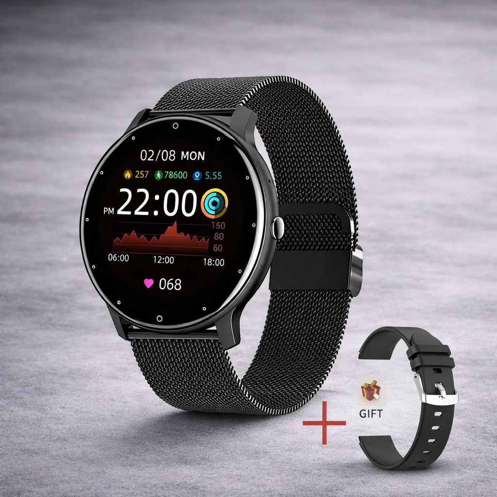 LIGE smartwatch with black mesh strap