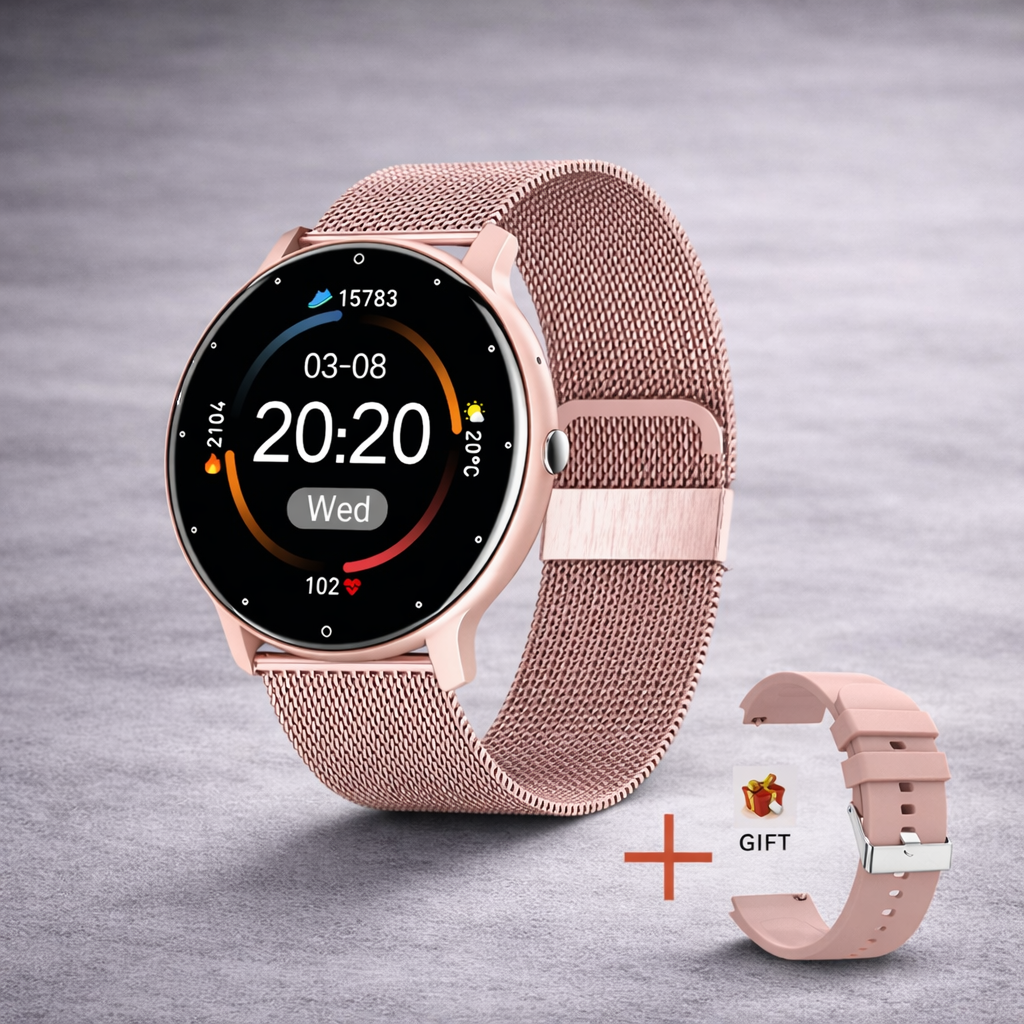 LIGE smartwatch with pink mesh strap