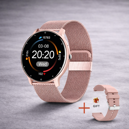 LIGE smartwatch with pink mesh strap