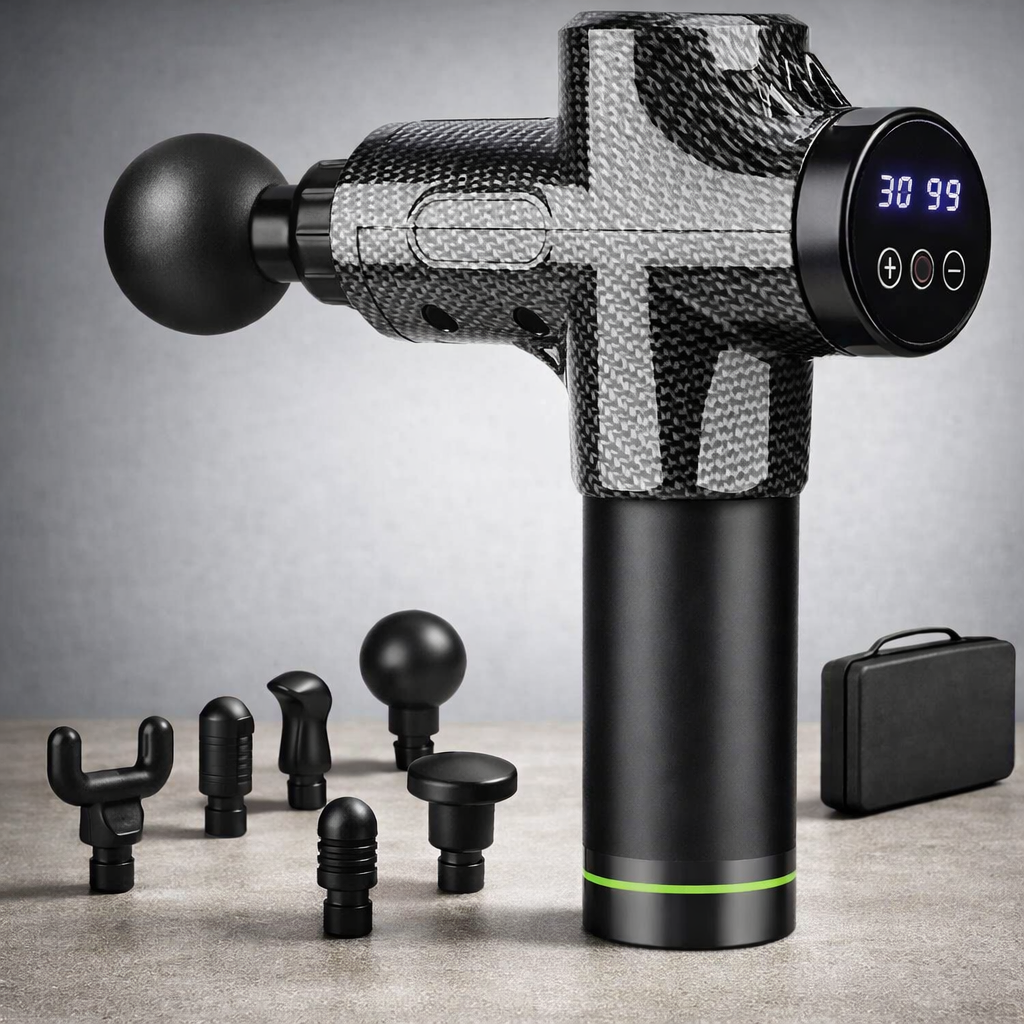 Fiber finish massage gun for muscle recovery and relaxation