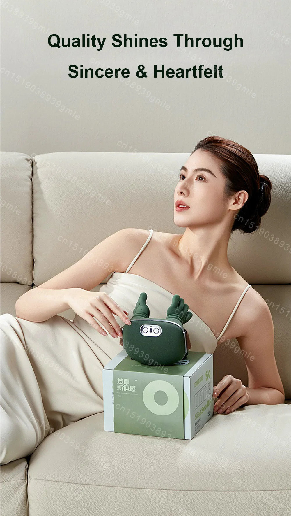 Massager used on upper back to relieve tension and stiffness