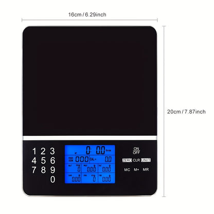 Nutrition food scale weighing fresh fruits for accurate calorie tracking