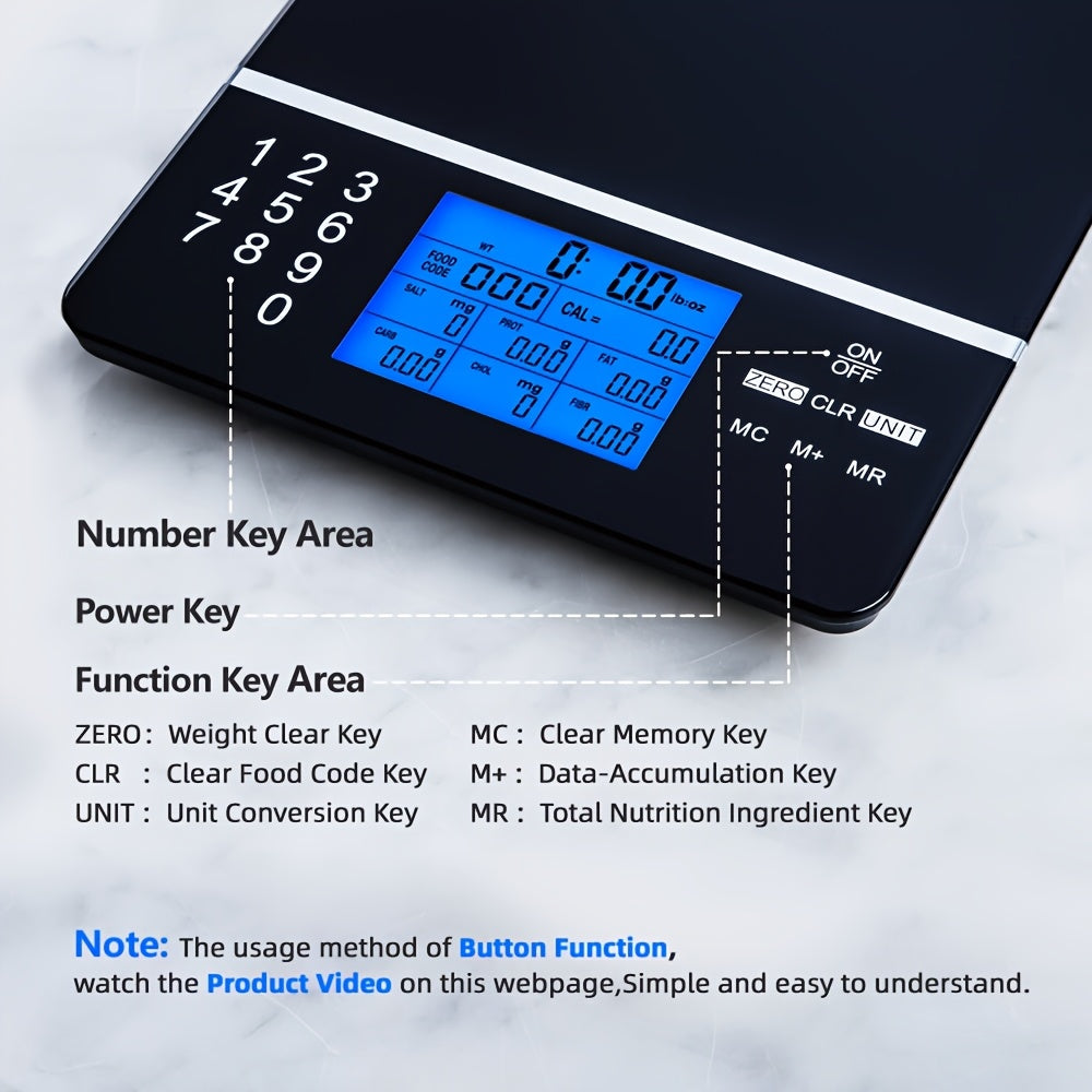 Nutrition food scale measuring smoothie ingredients for precise nutrition