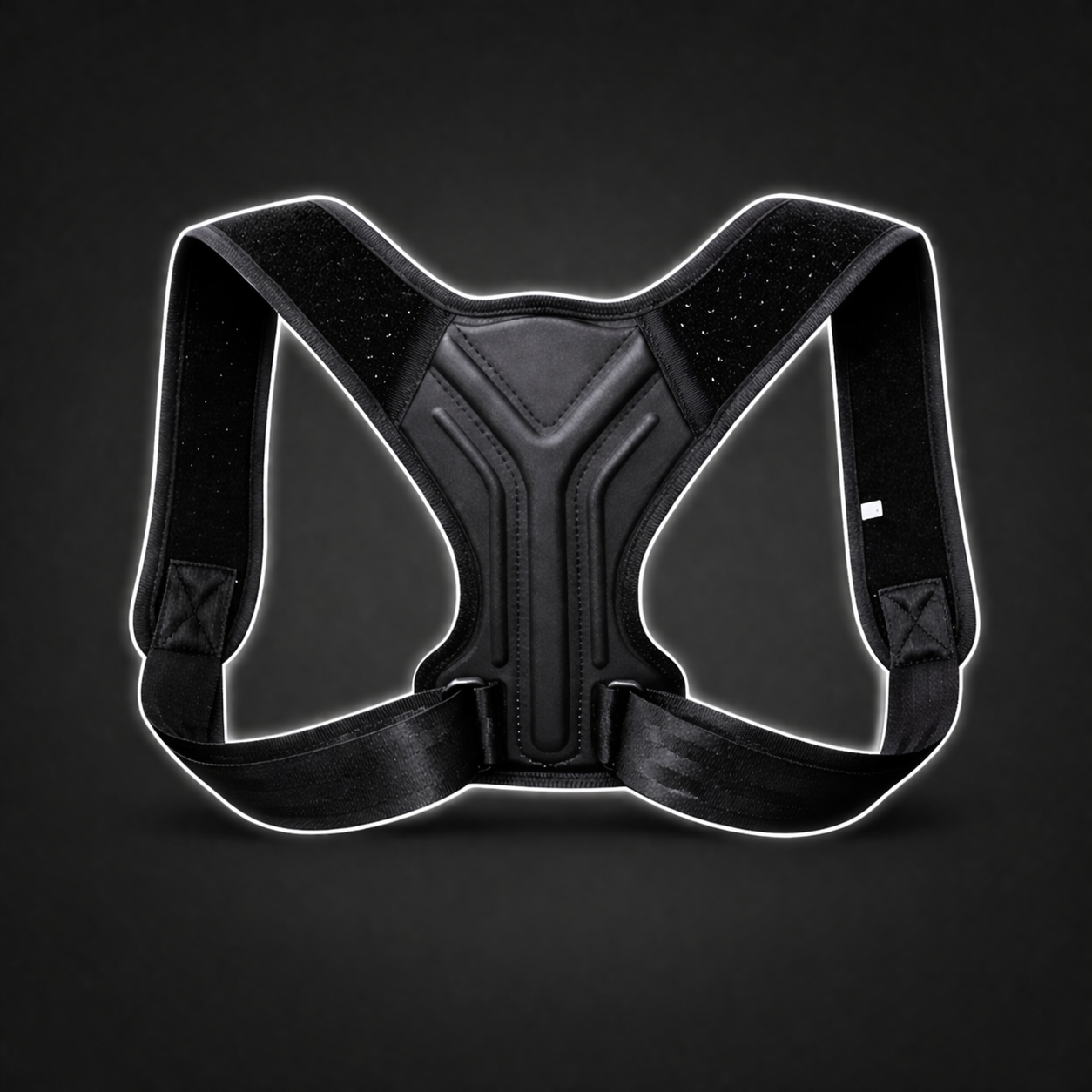 Person wearing posture brace to improve spinal alignment and reduce back pain