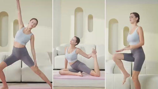 User wearing leg compression massager for home muscle recovery therapy