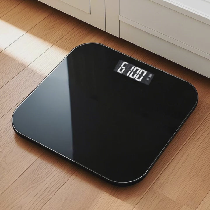 Digital body weight scale showing clear LCD display