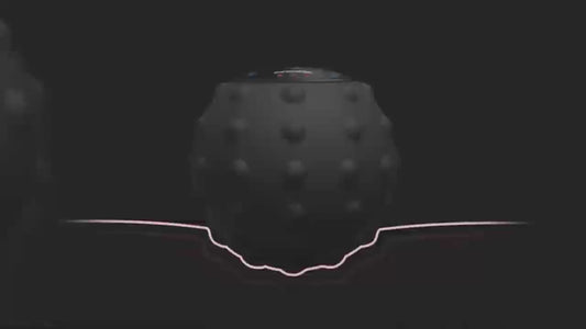 Full view of electric vibration massage ball with power and speed controls, ideal for yoga and fitness