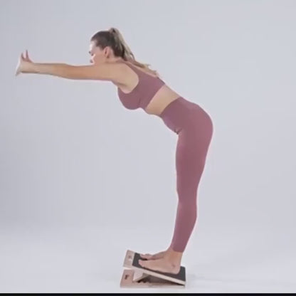 Wooden Incline Board set at a steep angle for calf stretching