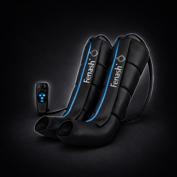 Professional 2-piece leg compression massager sleeves designed for deep dynamic recovery, using air compression therapy to help reduce muscle fatigue, improve circulation, and support post-workout leg relaxation and recovery.