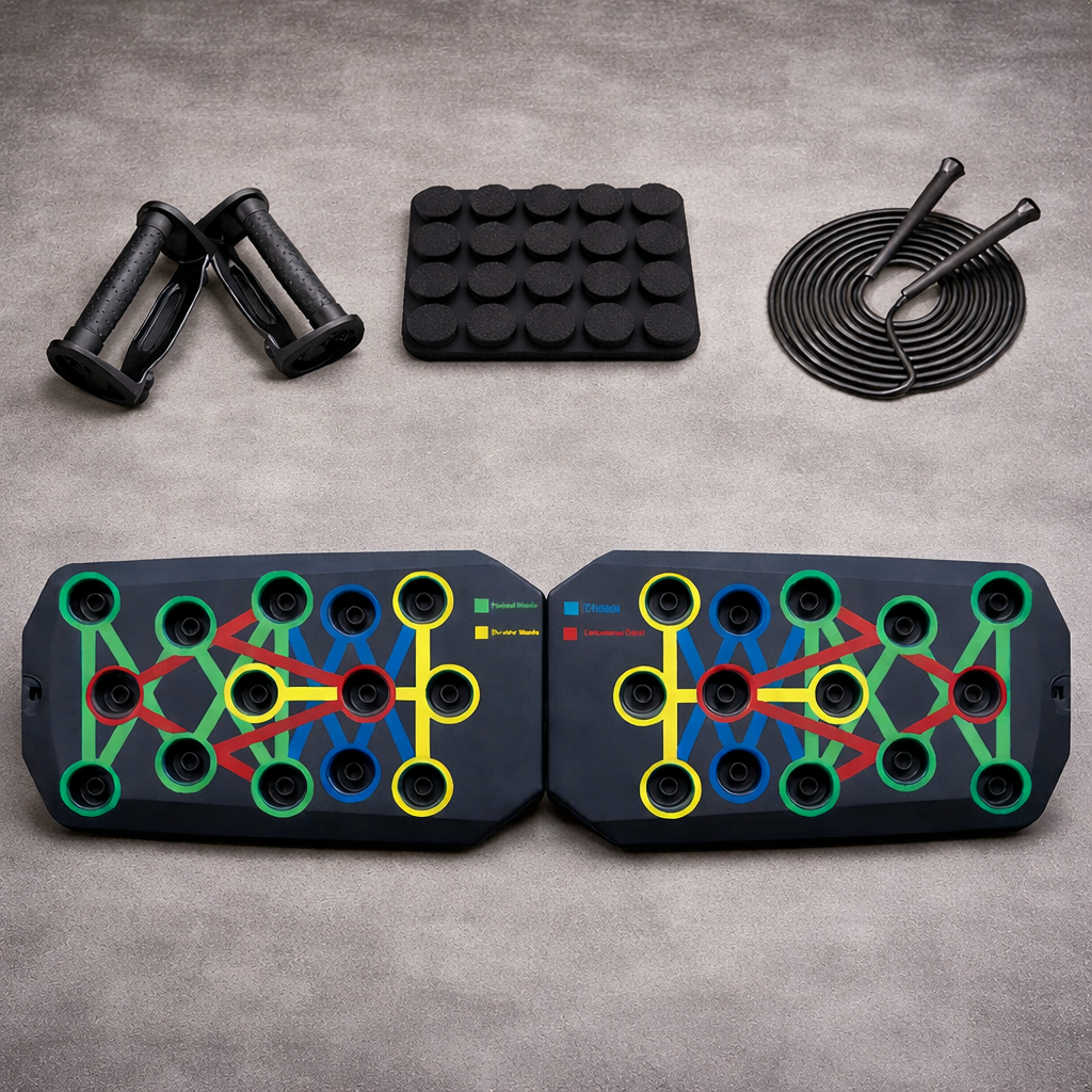 Push up board with jump rope for full body home workouts