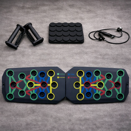 Push up board with tension rope for strength training exercises
