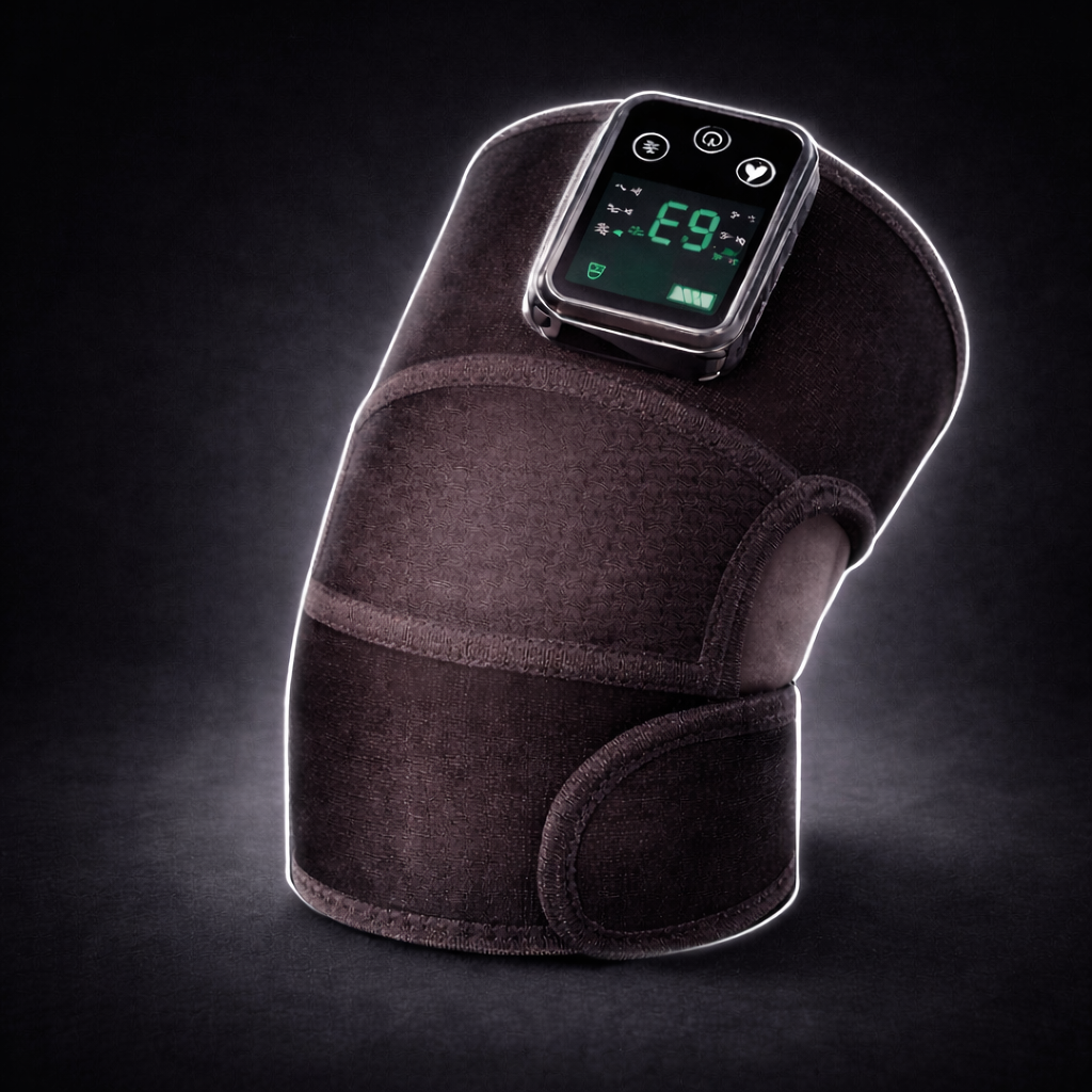 Rechargeable heat and vibration therapy pad designed for shoulder and knee recovery, providing soothing warmth and targeted vibration to help reduce pain, ease stiffness, and support muscle relaxation and joint comfort.