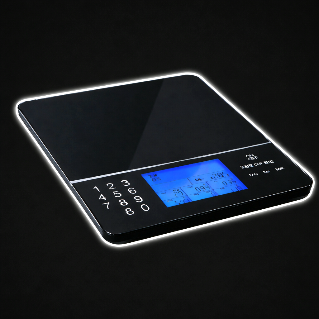Smart nutrition scale for measuring food portions with calorie and macronutrient tracking to support healthy diet and fitness goals.