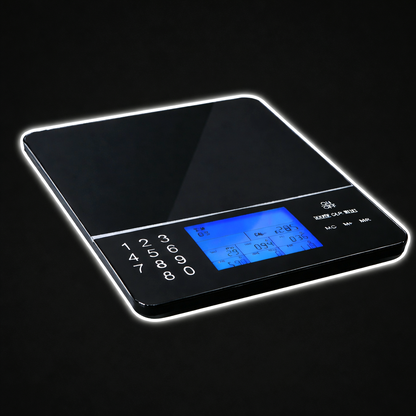 Smart nutrition scale for measuring food portions with calorie and macronutrient tracking to support healthy diet and fitness goals.