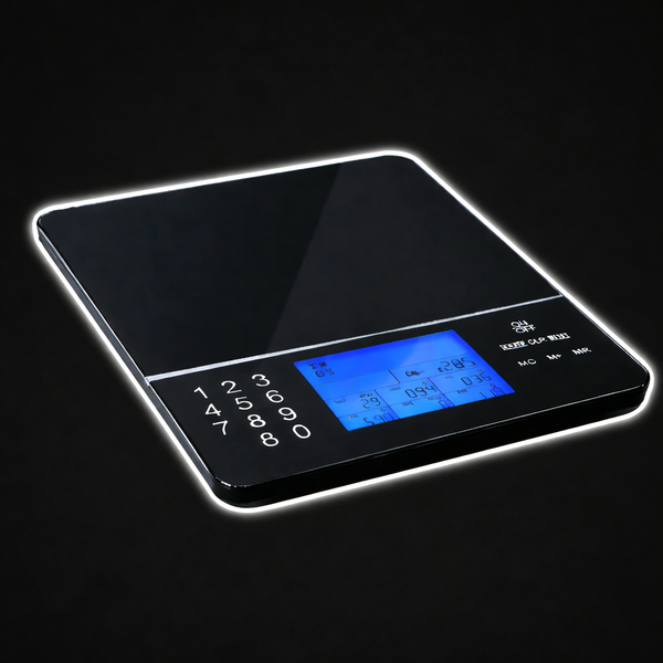 Smart nutrition scale for measuring food portions with calorie and macronutrient tracking to support healthy diet and fitness goals.