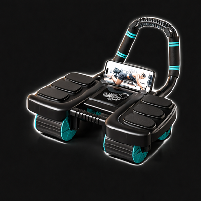 Smart rebound ab roller with elbow support and 4-wheel design for stable core training and home workout exercises.