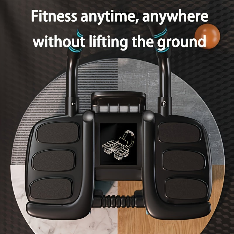 Angled view of 4-wheel core trainer for home workouts