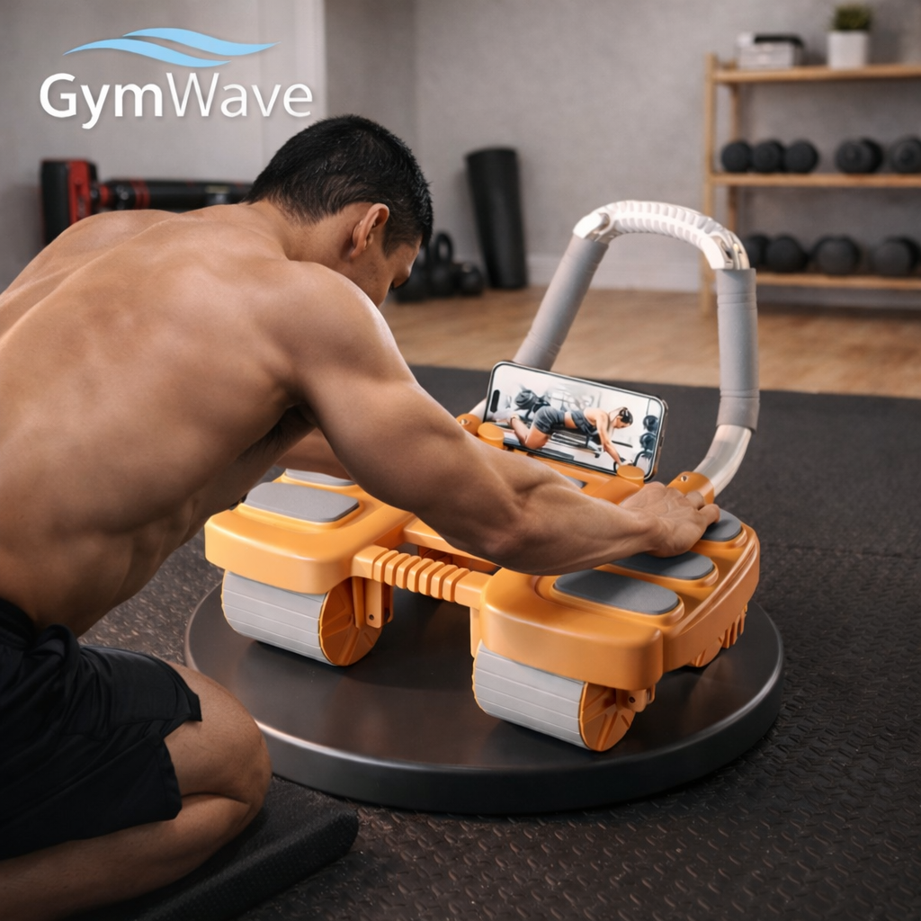 Smart Rebound Ab Roller front view showing ergonomic design