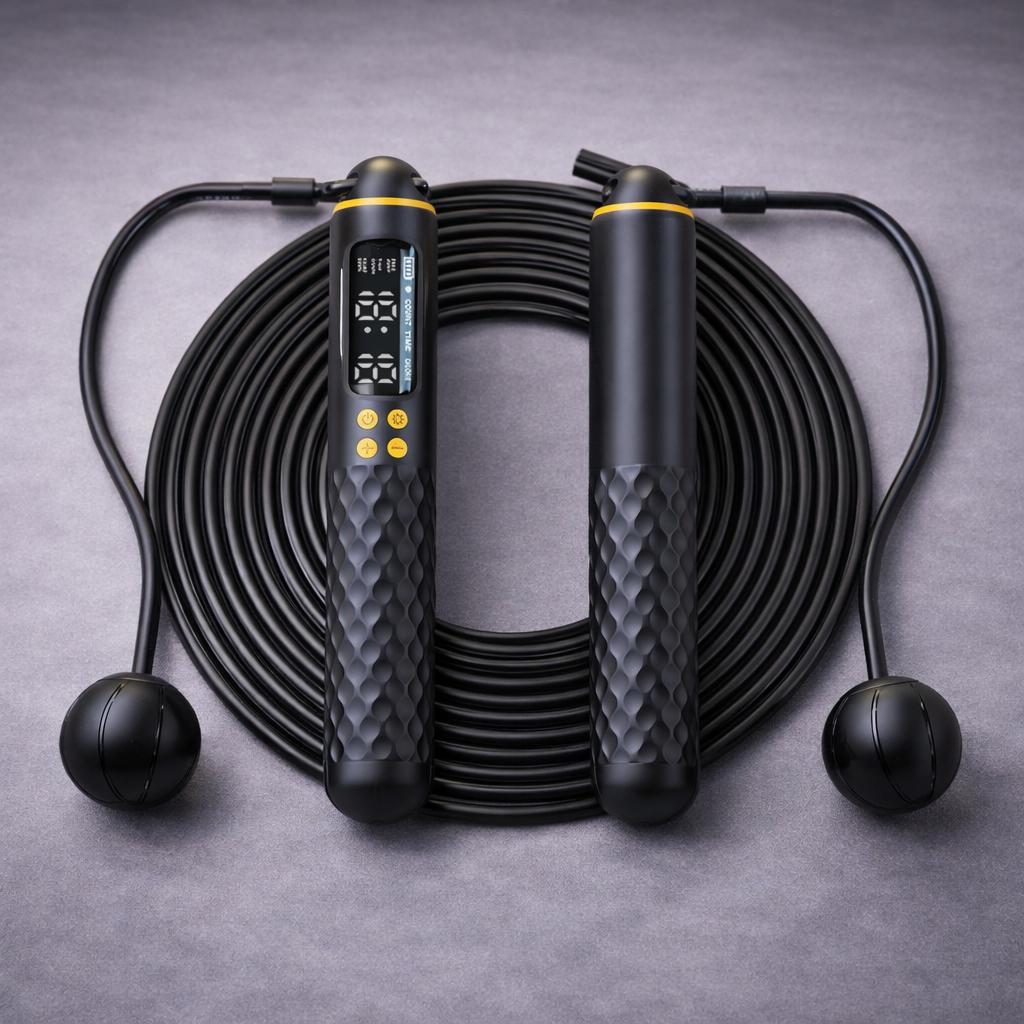 Black smart USB jump rope for home and gym training
