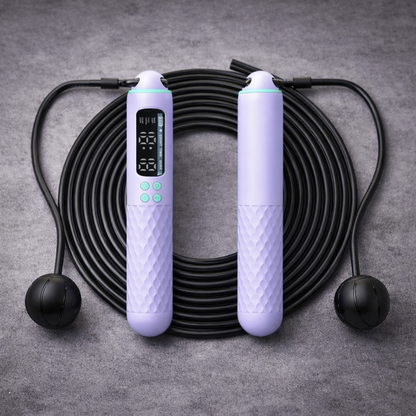 Purple smart USB jump rope for cardio and fitness workouts
