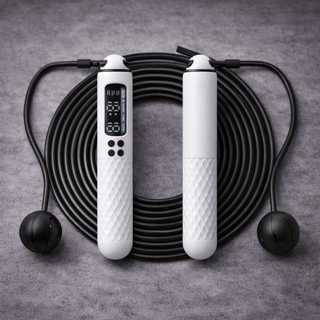 White smart USB jump rope with smart counter