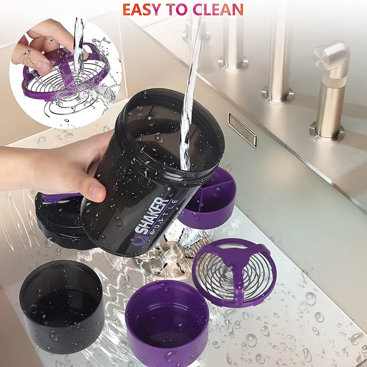 Built-in mixing system creating smooth protein shake