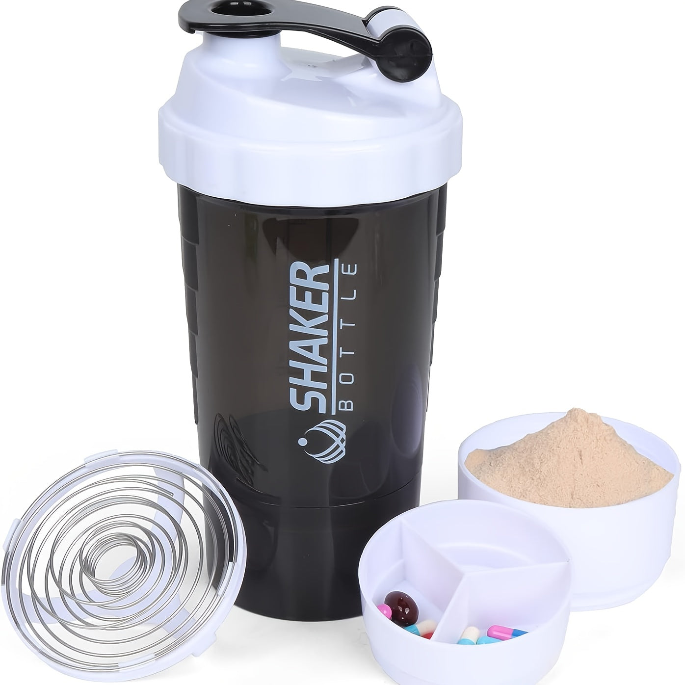 Shaking protein powder inside the Sports Fitness Shaker Bottle