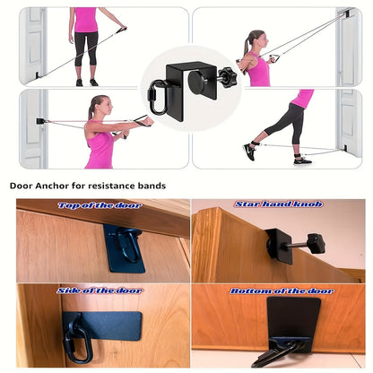 Stretch strap attached to door for mobility and flexibility exercises