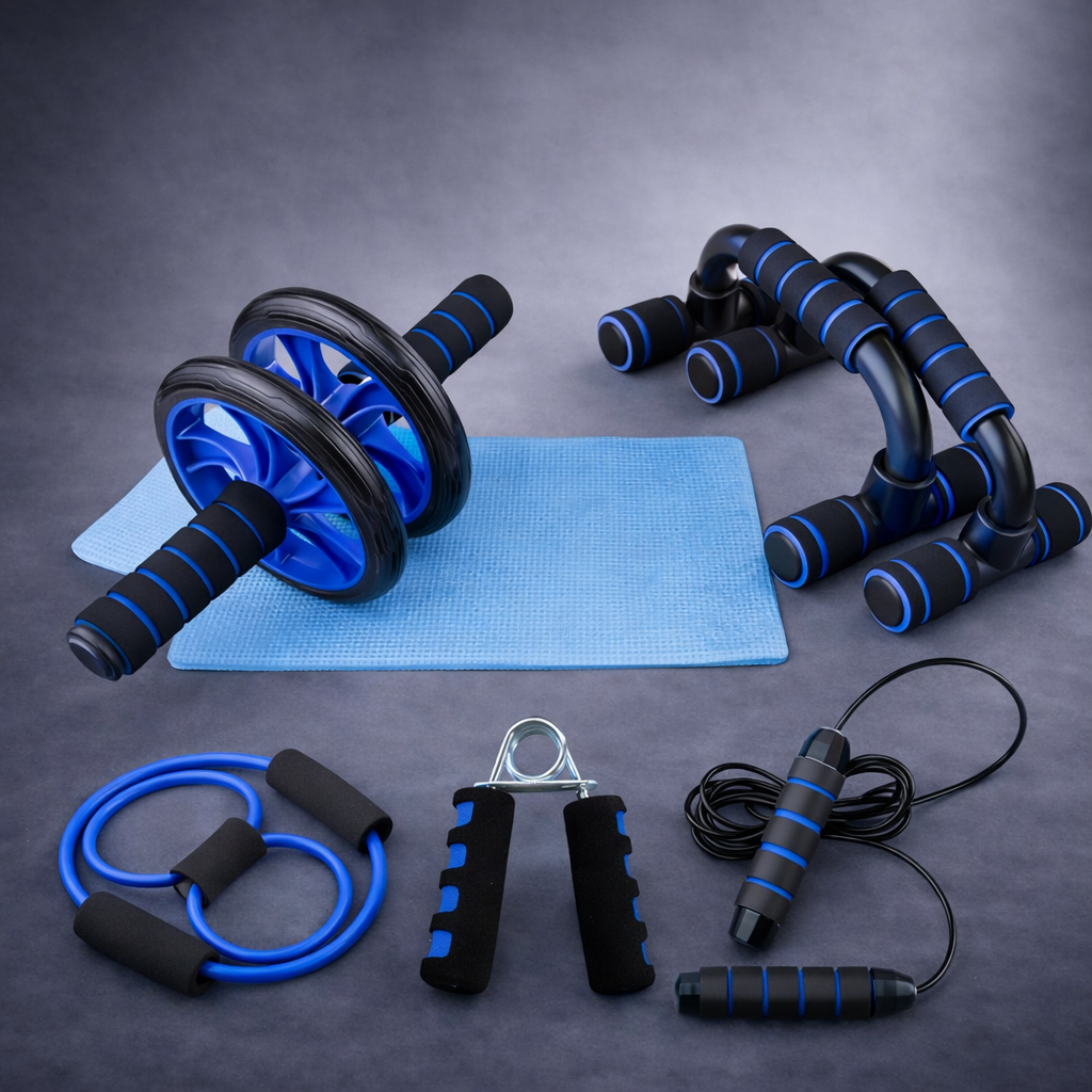 U shaped push up bars set of 5 in blue for chest and arm exercises