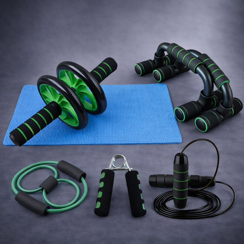 U shaped push up bars set of 5 in green for home strength training