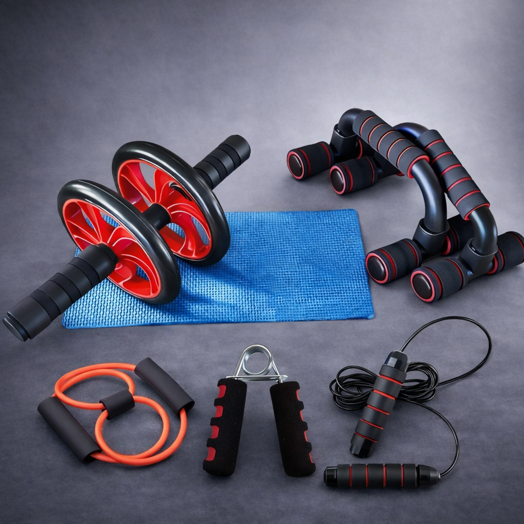 U shaped push up bars set of 5 in red for upper body workouts