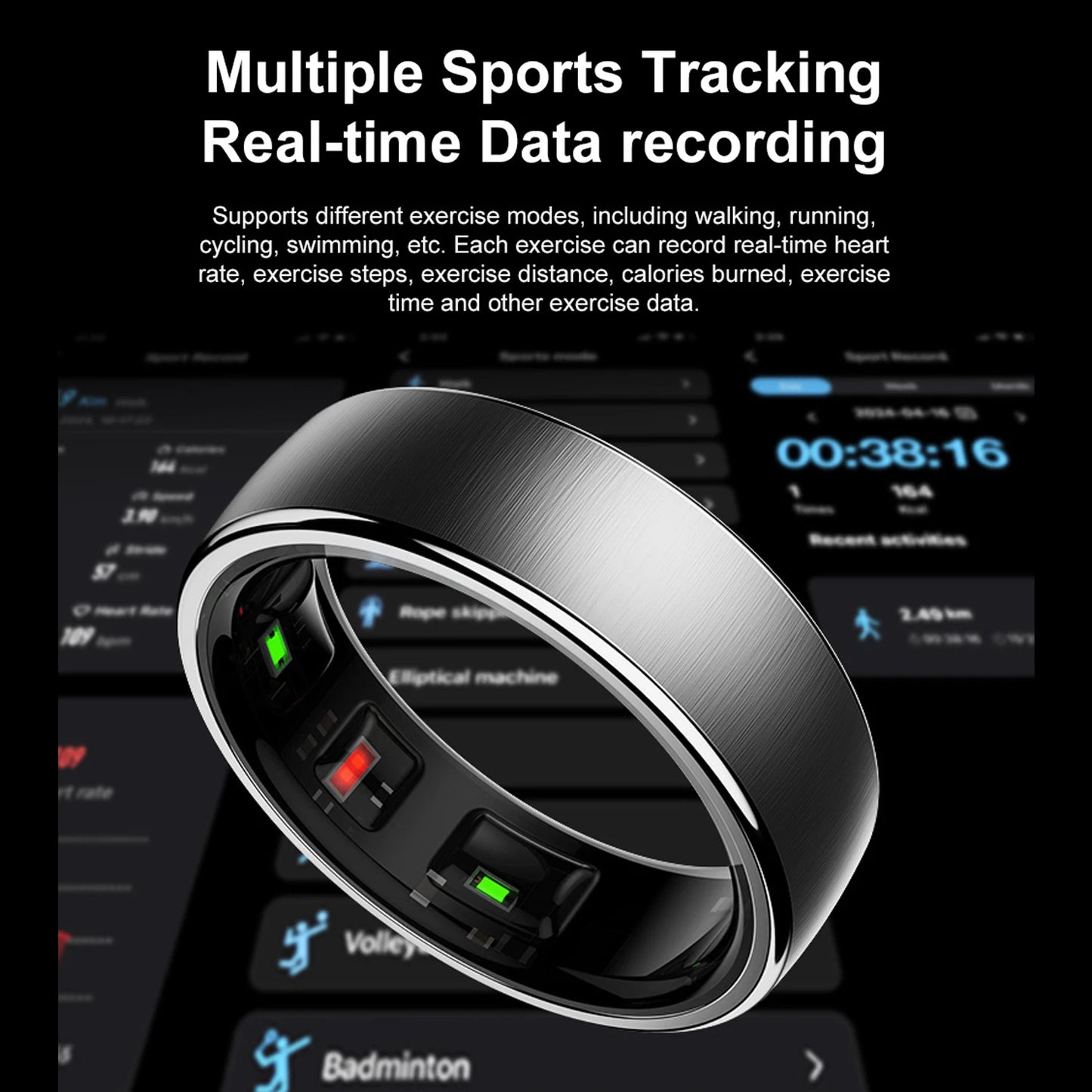 Uhoofit R10 smart ring tracking different sports